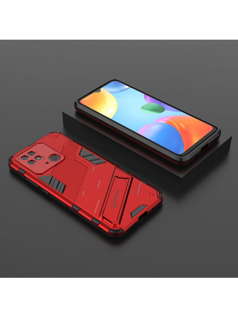 BIBERCAS Phone Case for Xiaomi Redmi 10C 2in1 TPU+PC Dual Layer Combo Shockproof Ultra-Thin Protective Phone Back Cover with Kickstand - Image 3