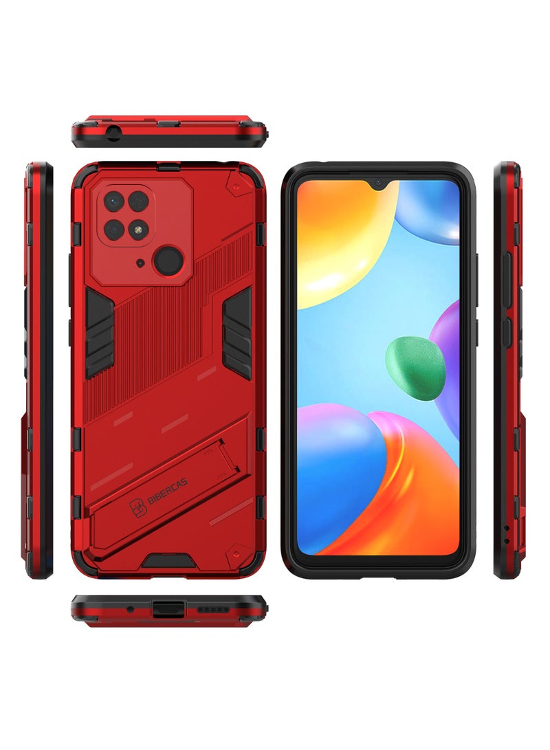 BIBERCAS Phone Case for Xiaomi Redmi 10C 2in1 TPU+PC Dual Layer Combo Shockproof Ultra-Thin Protective Phone Back Cover with Kickstand - Image 2