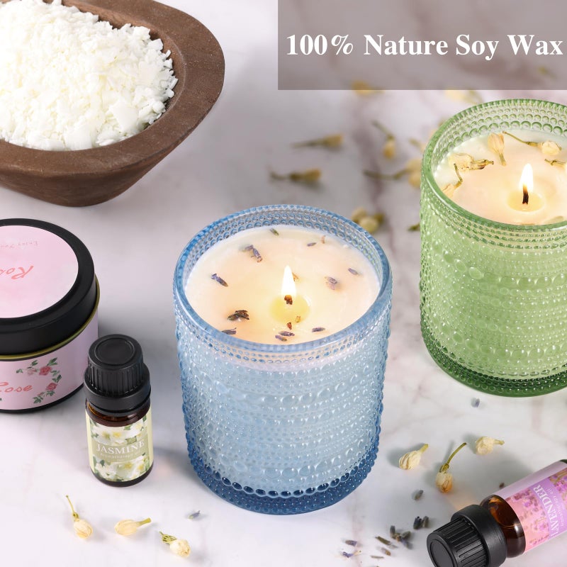 DARJEN Candle Making Kits for Adults - Candle Making Supplies with 4 Candle Jars(Blue, Pink, Amber, Green), Candle Tins, Soy Wax, Scents, Dried Flower & More, DIY Starter Candle Making Kit Home Decor - Image 5