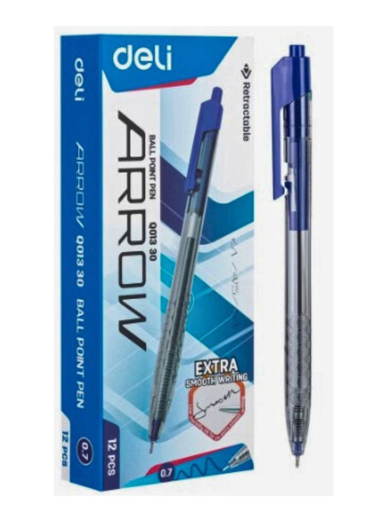Deli 24-Piece Arrow Retractable Ballpoint Pen Set 0.7mm Tip Blue Ink - Image 2