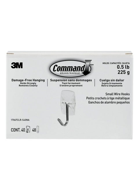 Command Small Clear Wire Toggle Hooks, 40 Hooks and 48 Command Strips, Damage Free Hanging Wall Hooks with Adhesive Strips, Adhesive Hooks for Hanging Christmas Decorations, Holds up to 0.5 lb