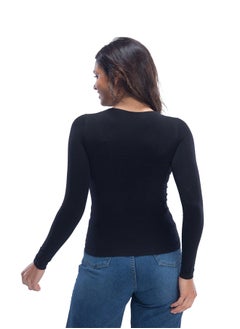 Carina Carina Long Sleeves Viscose Top - Black  - Image 3