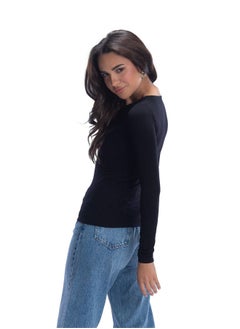 Carina Carina Long Sleeves Viscose Top - Black  - Image 2