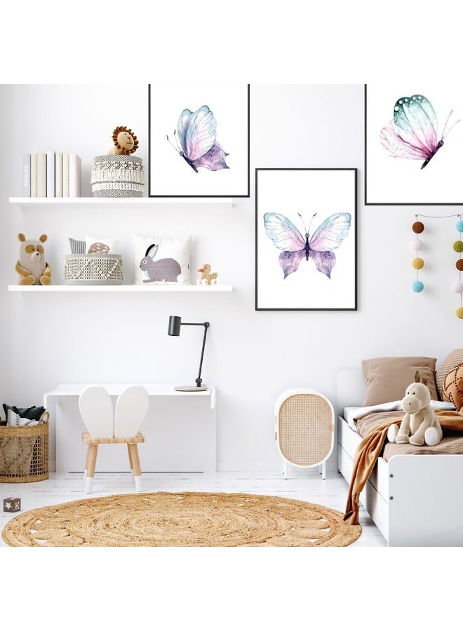 Butterfly Wall Art Decor - Vintage Butterfly Wall Art Canvas Poster - Purple Butterfly Decorations for Bedroom - Set of 3 (8X10 Inch, Unframed) - Image 5