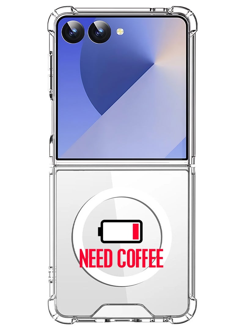 Theodor Magnetic Case for Samsung Galaxy Z Flip 7 Compatible with MagSafe Wireless Charging, Shockproof Phone Bumper Cover Need Coffee - Image 1