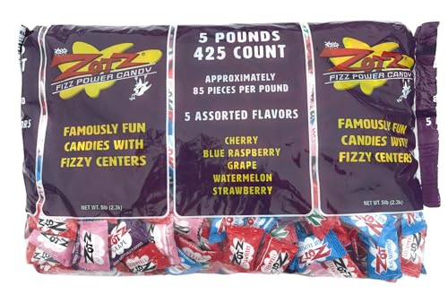 ZOTZ Fizzy Sour Candy Bulk  Retro Italian Hard Candy Individually Wrapped  Classic Nostalgic 7 Assorted Flavors Cherry Watermelon Strawberry Blue Raspberry Apple Orange  Grape  425 Pieces Bag for Party Favors Goodie Bags Piata  Candy Buffet - Image 5