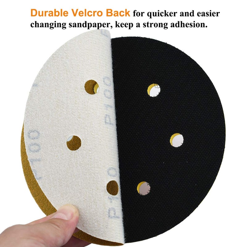 Aiyard 6-Inch 6-Hole Hook and Loop Sanding Discs 100-Grit, Random Orbital Sandpaper for Automotive and Woodworking, 100-Pack - Image 4