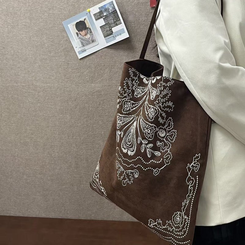 Bohemian Embroidered Faux Leather Tote Bag, Large Capacity, Shoulder & Crossbody Bag for Women - Image 4