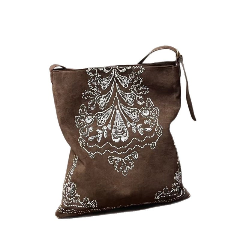 Bohemian Embroidered Faux Leather Tote Bag, Large Capacity, Shoulder & Crossbody Bag for Women - Image 5