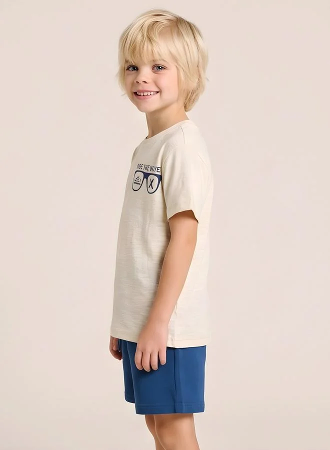 Take Two Boys Graphic Cotton T-Shirt and Shorts Set By Juniorloom