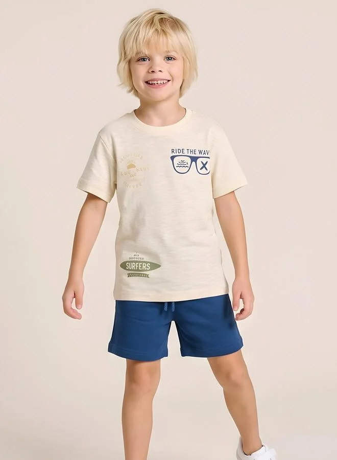 Take Two Boys Graphic Cotton T-Shirt and Shorts Set By Juniorloom