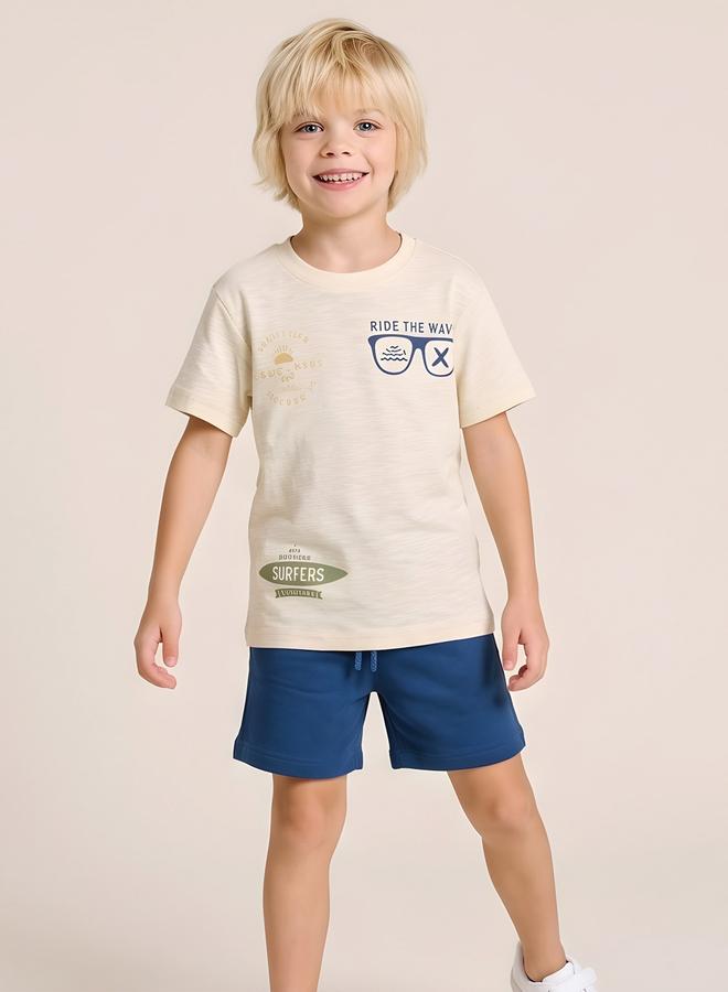 Take Two Boys Graphic Cotton T-Shirt and Shorts Set By Juniorloom - Image 1