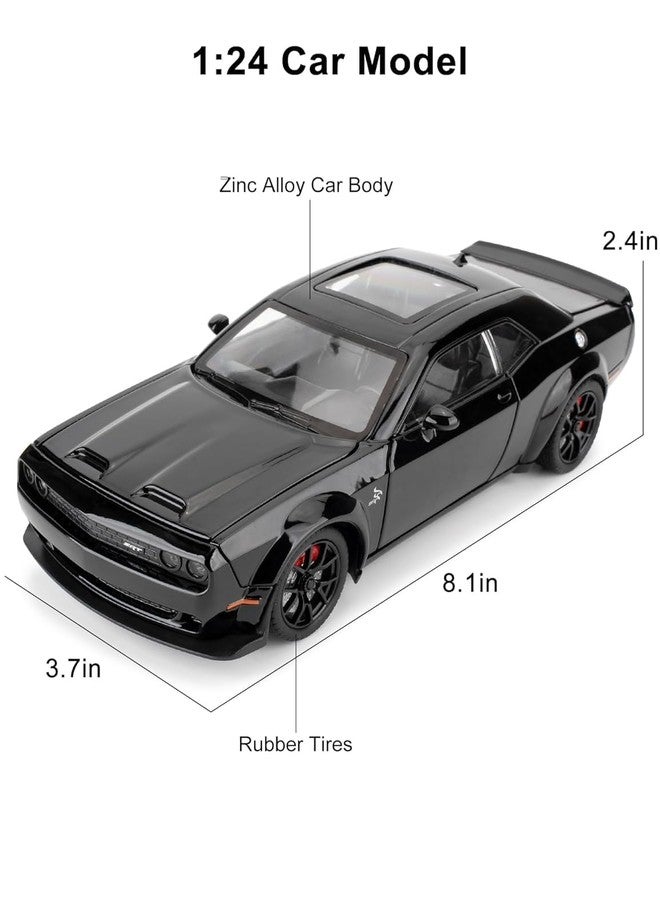 VARIYA ENTERPRISE Model Car Exclusive Alloy Metal Pull Back Die-cast Car Metal Pullback Toy car with Openable Doors & Light Music Best Gifts Toys Kids (1:24 Scale Dodge Challenger - Black) - Image 2