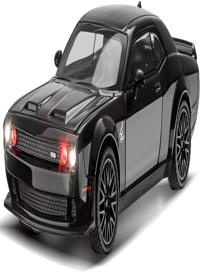 VARIYA ENTERPRISE Model Car Exclusive Alloy Metal Pull Back Die-cast Car Metal Pullback Toy car with Openable Doors & Light Music Best Gifts Toys Kids (1:24 Scale Dodge Challenger - Black) - Image 1