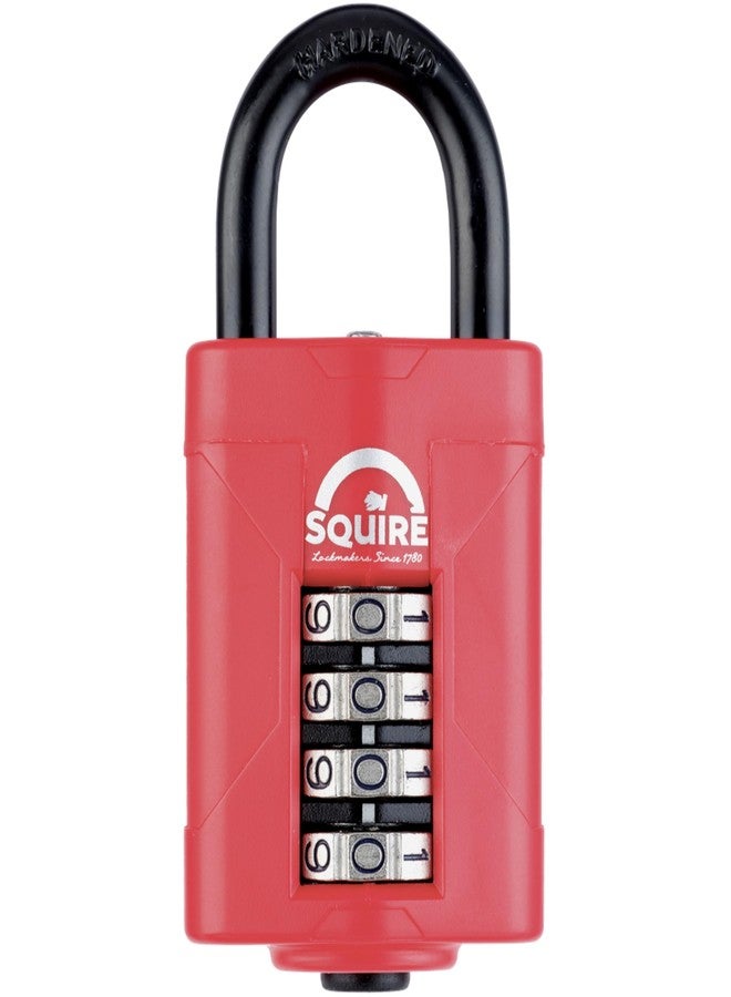 Squire Heavy Duty Padlock (CP50RED) - Toughest Steel Shackle - 4 Wheel 2" Wide Combination Padlock (Red) - Alloy Steel for Corrosion Resistance - Weatherproof Lock for Home, School & Garage - Image 1