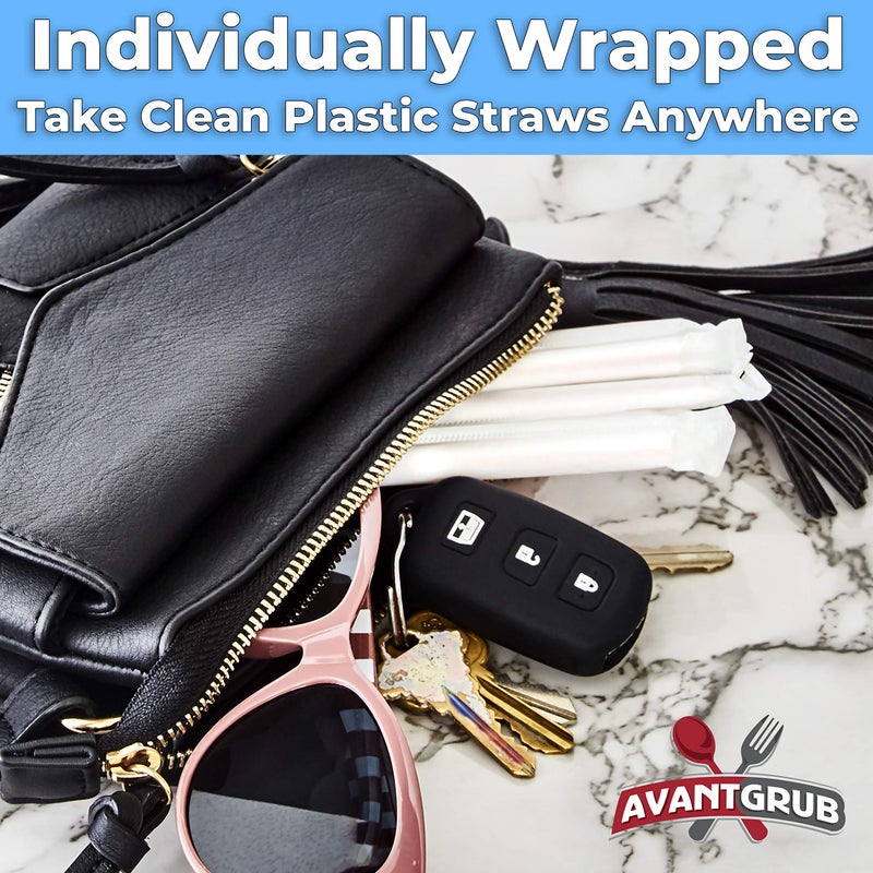 Avant Grub Retro  Extra Sturdy Sanitary Plastic Straws 300pk. BPA-Free  Individually Wrapped Red and White Striped Jumbo Disposable 7.75 Inch Drinking Straw. Best for Milkshakes  Smoothies  and Thick Drinks. - Image 3