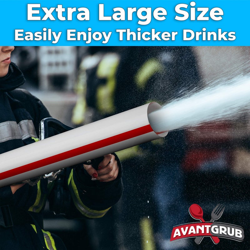 Avant Grub Retro  Extra Sturdy Sanitary Plastic Straws 300pk. BPA-Free  Individually Wrapped Red and White Striped Jumbo Disposable 7.75 Inch Drinking Straw. Best for Milkshakes  Smoothies  and Thick Drinks. - Image 2