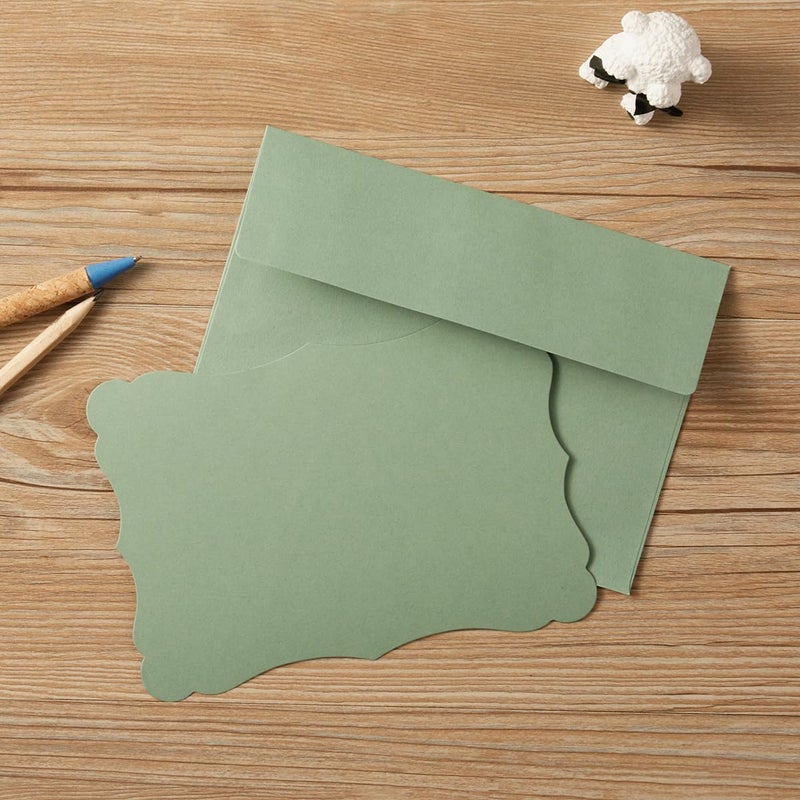 Toperd 100 Pack A7 Envelopes with Colorful Blank 5 x 7 Cards Self-Adhesive Business Envelopes Invitations Cards Envelopes (Sage-Green, A7) - Image 4