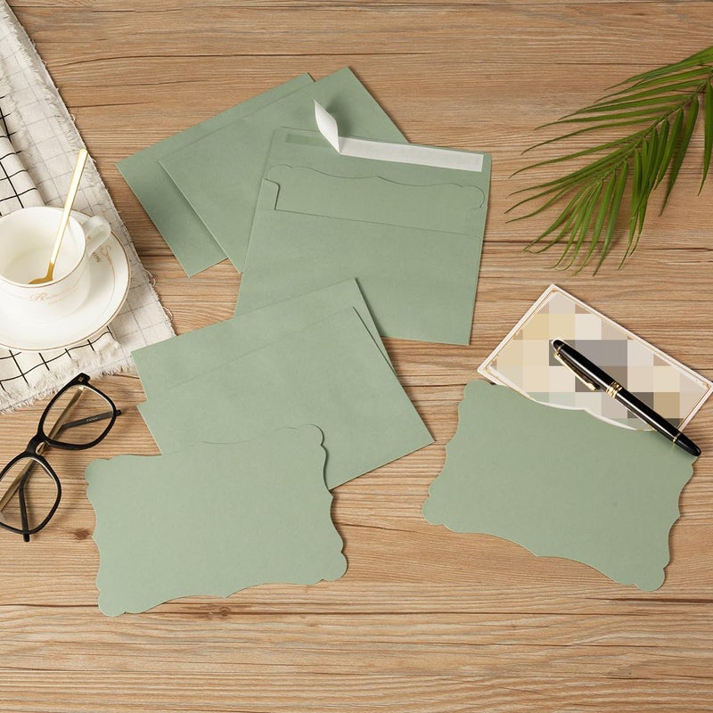 Toperd 100 Pack A7 Envelopes with Colorful Blank 5 x 7 Cards Self-Adhesive Business Envelopes Invitations Cards Envelopes (Sage-Green, A7) - Image 5