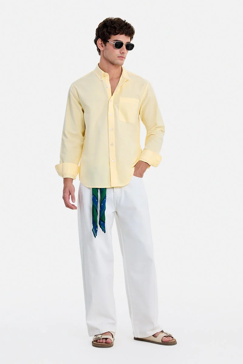 سنيتش Yellow Solid Long Sleeve Regular Fit Shirt
