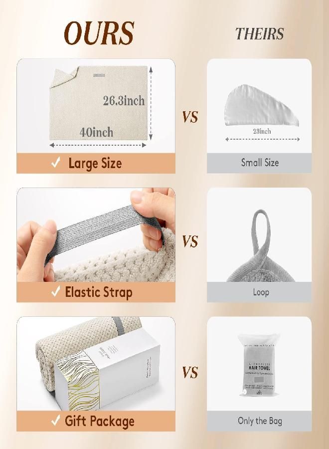 YFONG YFONG Large Microfiber Hair Towel Wrap for Women, Anti Frizz Hair Drying Towel with Elastic Strap, Fast Drying Hair Turbans for Wet Hair, Long, Thick, Curly Hair, Super Soft Hair Wrap Towels Camel - Image 1