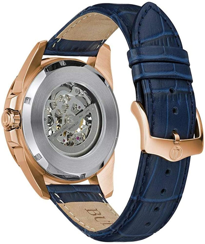 Bulova ساعة بولوفا الكلاسيكية للرجال سوتون 3 يد 21 جوهرة أوتوماتيكية، احتياطي طاقة 42 ساعة، قرص هيكلي، عقارب مضيئة، مقاومة للماء حتى 100 متر، 43 مم - Image 2