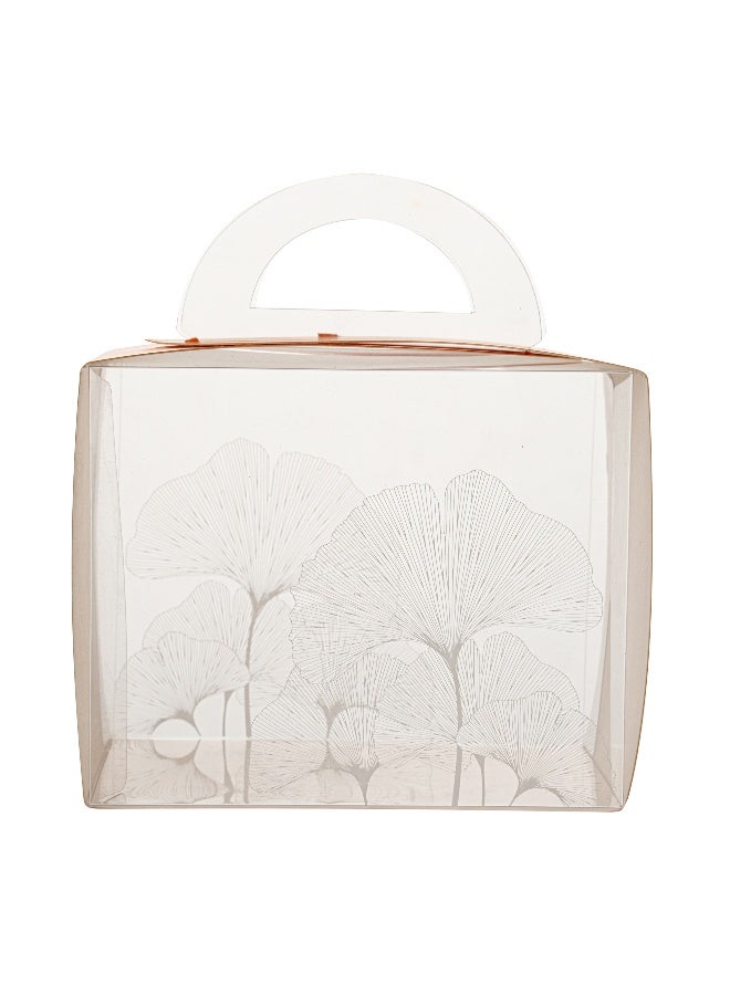 Restaurantware 5 Inch x 3.25 Inch Individual Cupcake Boxes, 100 Disposable Cupcake Display Boxes - With Handle, Leaf Accent, Clear Plastic Single Cupcake Containers, For Weddings Or Birthdays - Image 1