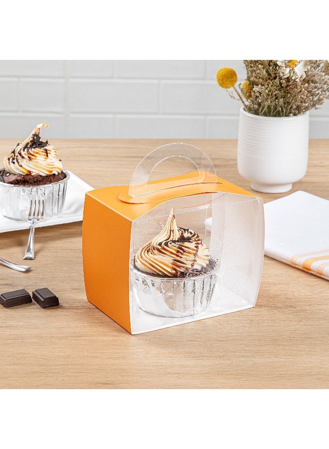 Restaurantware 5 Inch x 3.25 Inch Individual Cupcake Boxes, 100 Disposable Cupcake Display Boxes - With Handle, Leaf Accent, Clear Plastic Single Cupcake Containers, For Weddings Or Birthdays - Image 4