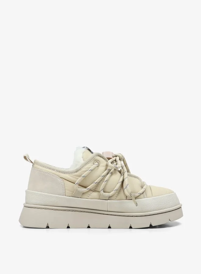 جاب Women's Panelled Lace-Up Low Ankle Sneakers