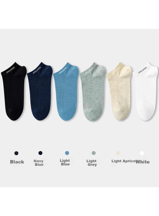 Jianjiang Breathable Mesh Socks For Men, Summer Short Socks, Cotton Socks, 7a Antibacterial Wear-resistant Sports Socks, 6 Pairs Per Pack