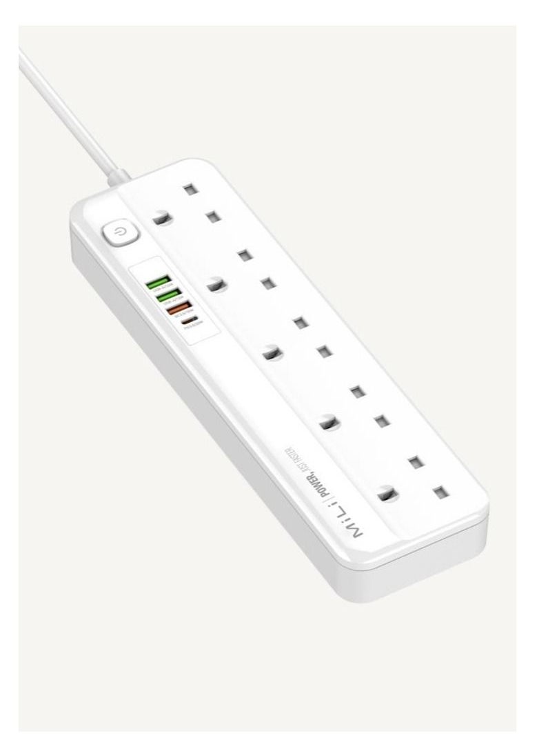 MiLi - Smart Timer Power Strip 9in1 with 1 20W USB-C PD  5 AC Outlets and 3 USB Ports 3M - Image 1