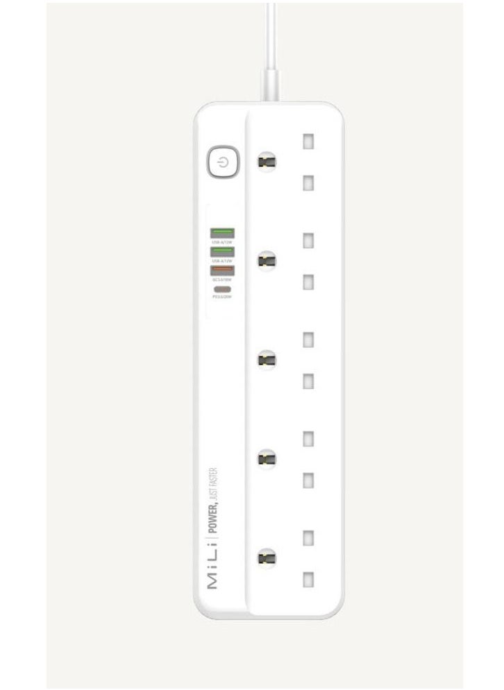 MiLi - Smart Timer Power Strip 9in1 with 1 20W USB-C PD  5 AC Outlets and 3 USB Ports 3M - Image 1