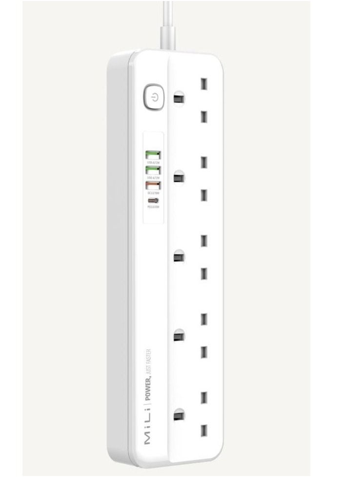 MiLi - Smart Timer Power Strip 9in1 with 1 20W USB-C PD  5 AC Outlets and 3 USB Ports 3M - Image 1
