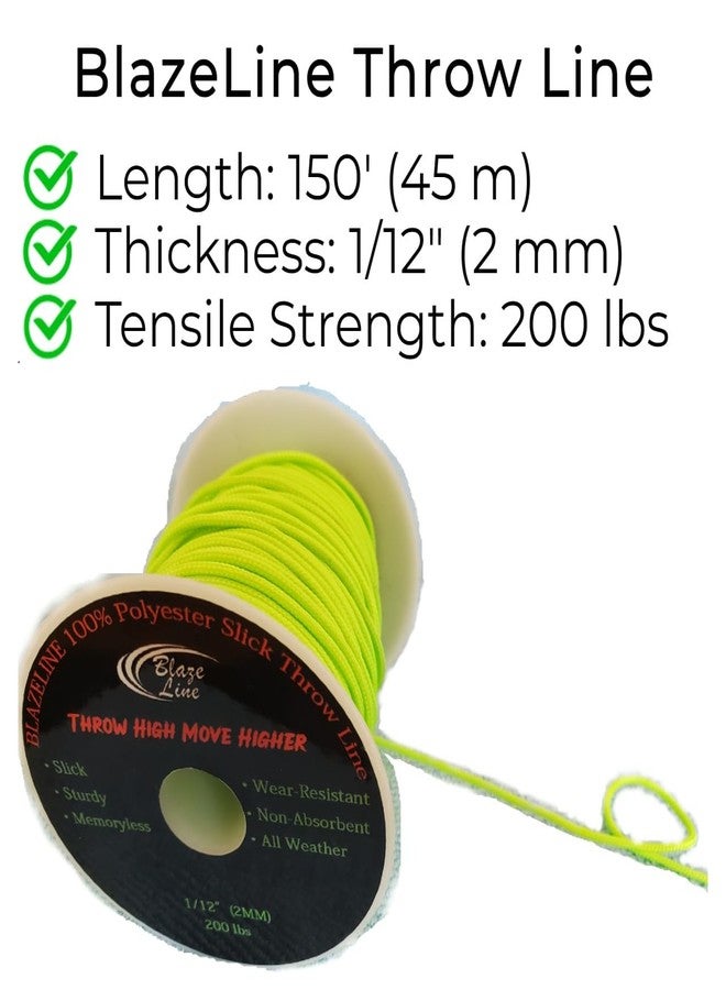 Blaze Line 100% Polyester Climbing Throw Line Rope 2 mm (1/12 in) 150 ft Stool Cord 200 lbs Tensile Strength (Neon Green) - Image 5