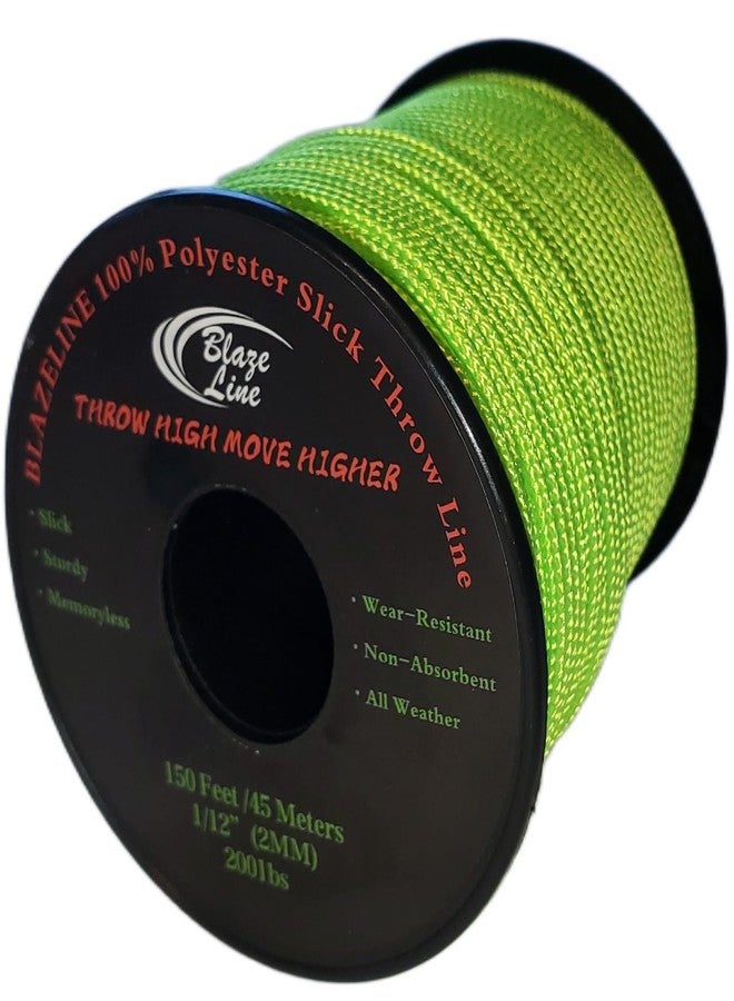 Blaze Line 100% Polyester Climbing Throw Line Rope 2 mm (1/12 in) 150 ft Stool Cord 200 lbs Tensile Strength (Neon Green) - Image 1