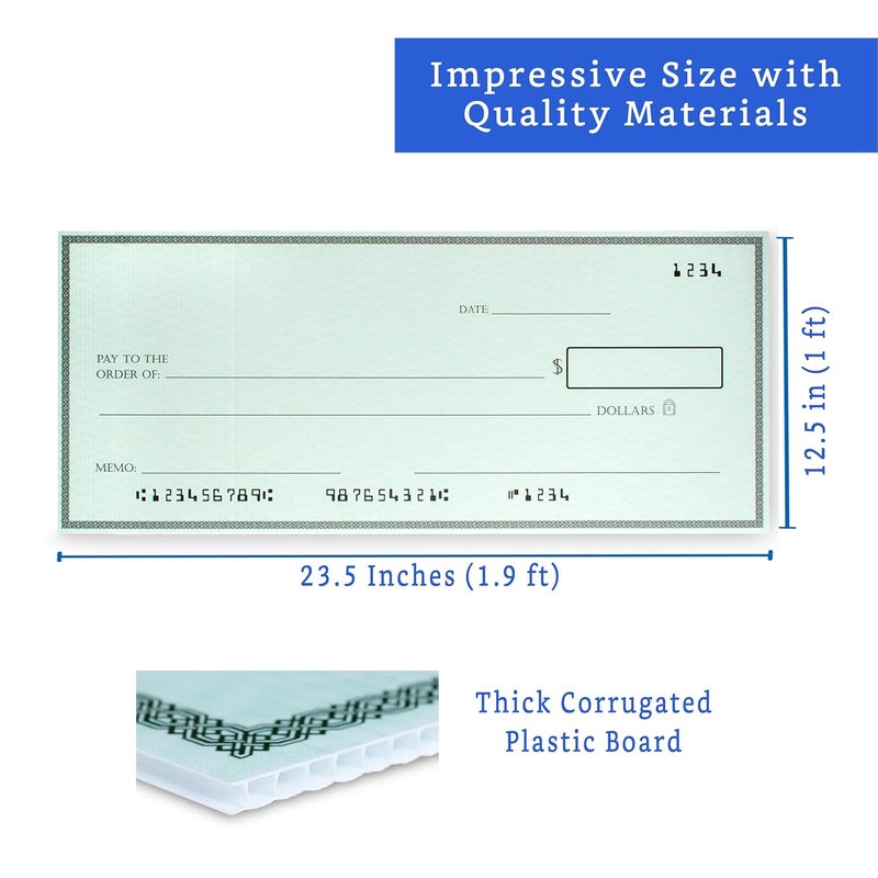 FIESTA WRAPS Giant Check (23.5 x 12.5 inches - Medium Size) - Big Checks for Presentations, Awards, Donations, Ceremonies and Events - Image 2