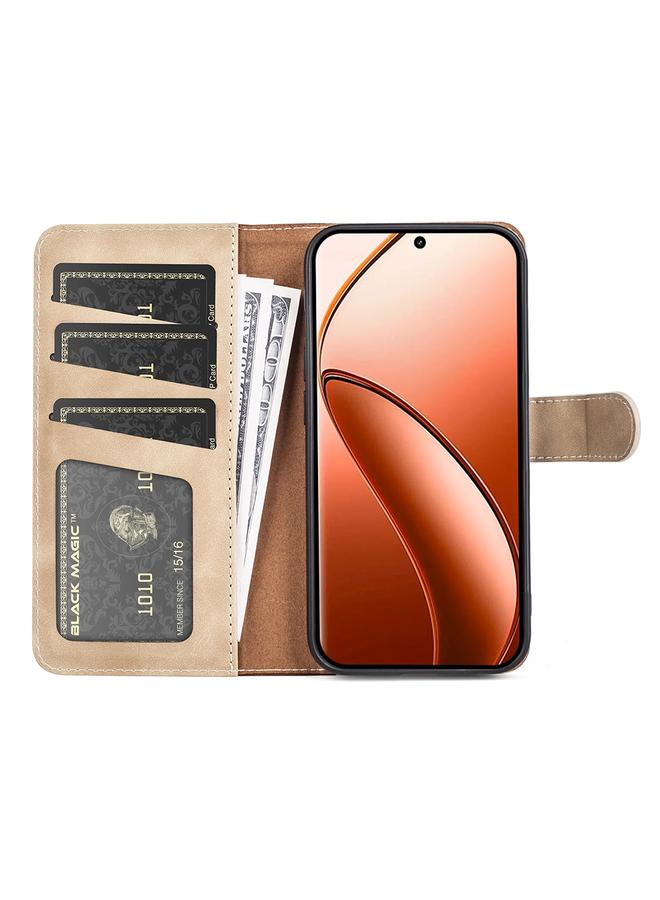 اس-توب جراب هاتف Realme 12 Pro+ مصنوع من الجلد بتصميم أفقي مع خياطة - Image 3