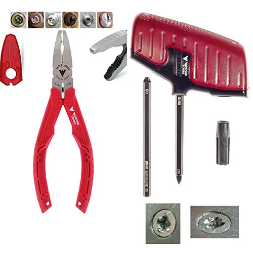 VAMPLIERS 2-Piece Stripped Screw Extractor Kit Made in Japan: 6.25" Screw Removal Pliers + Recessed Screw Extractor. Remove any Rusted/Damaged/Broken or Sunken Screws. - Image 1