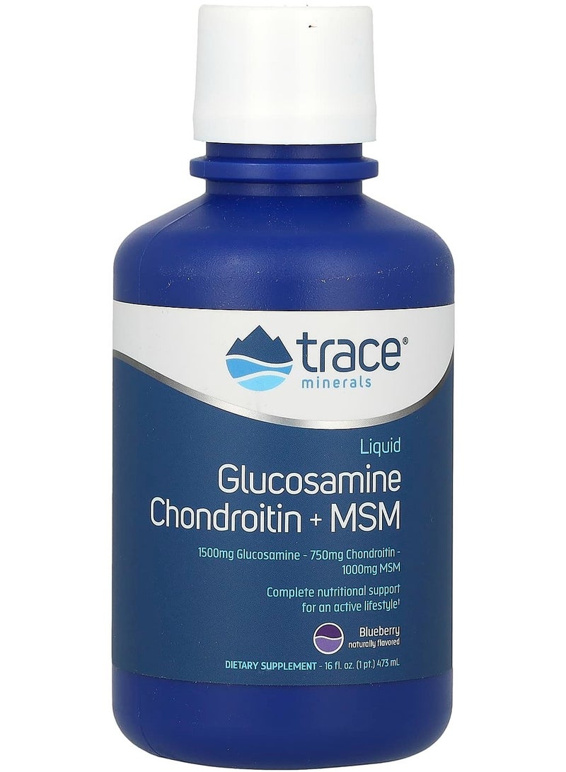 Trace Minerals Liquid Glucosamine, Chondroitin + MSM, Blueberry, 16 fl oz (473 ml)