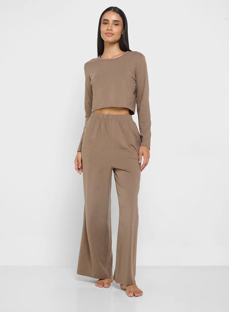 Ginger Cotton Long Sleeves Top & Relaxed Pyjama Set