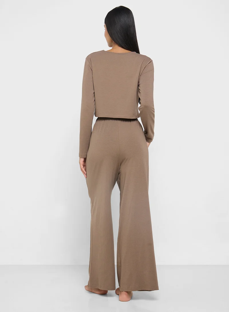 Ginger Cotton Long Sleeves Top & Relaxed Pyjama Set