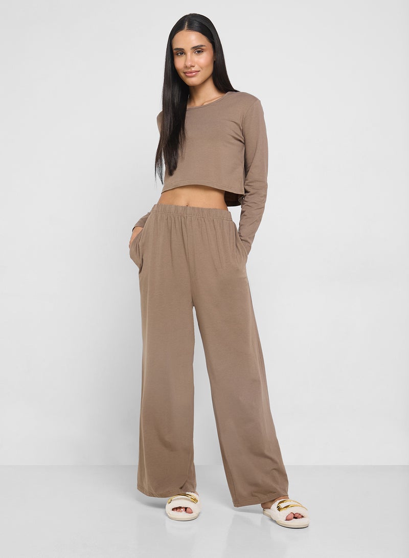 Ginger Cotton Long Sleeves Top & Relaxed Pyjama Set  - Image 1