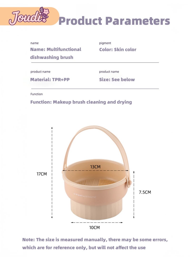 Joudi 3-in1 Makeup Brush Cleaning, Drying, and Storage Bowl – Large Capacity, Fast Cleaning with Multiple Texture Design（Pale orange） - Image 5