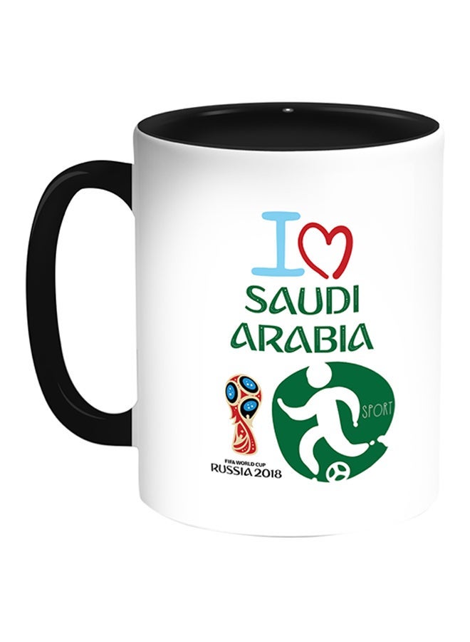 RYN FIFA World Cup 2018 I Love Saudi Arabia Printed Coffee Mug White/Black 11ounce