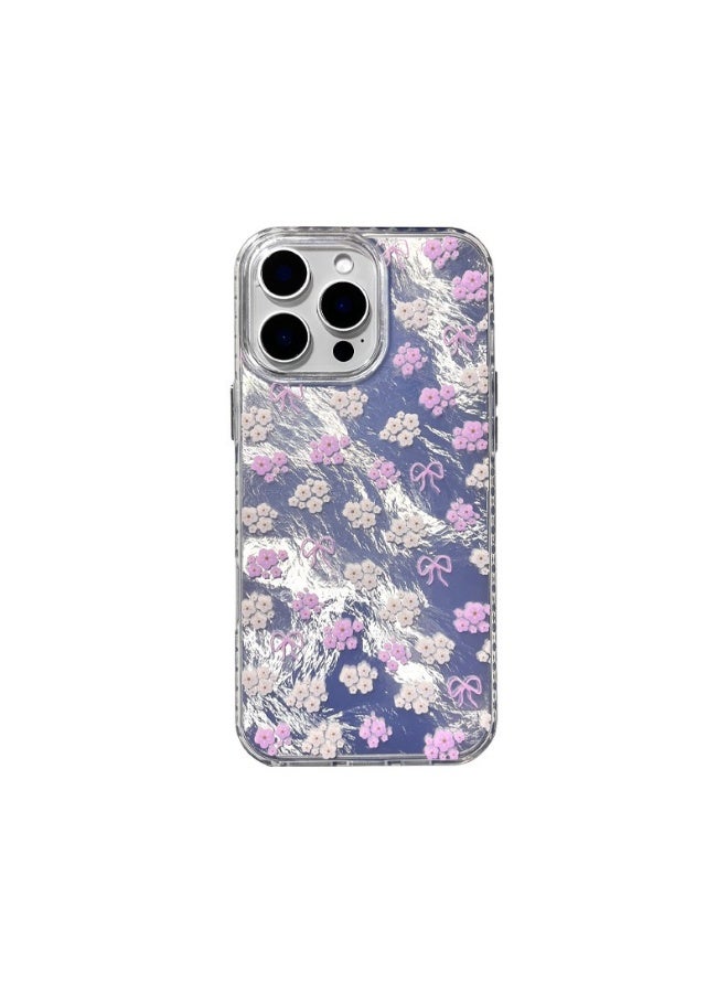 NIBEMINENT Korean Cherry Blossom Bow Protective TPU Case Cover For iPhone 15 Clear - Image 1