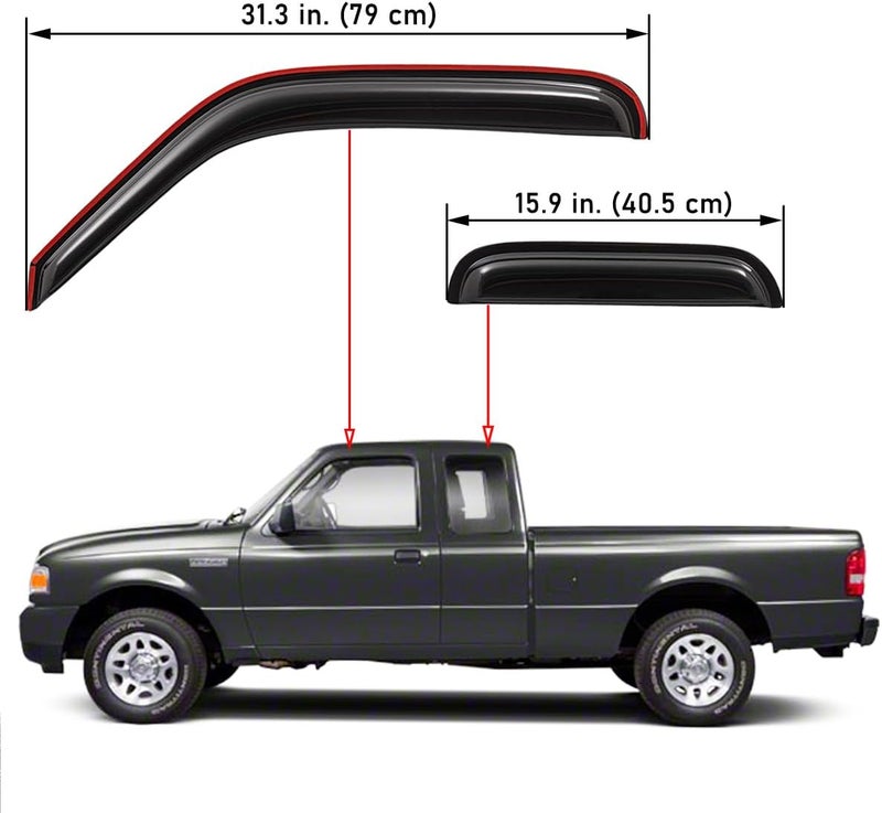 Lightronic WV94423 Side Window Visor Deflector Rain Guard Set for Ford Ranger and Mazda B-Series - Image 3