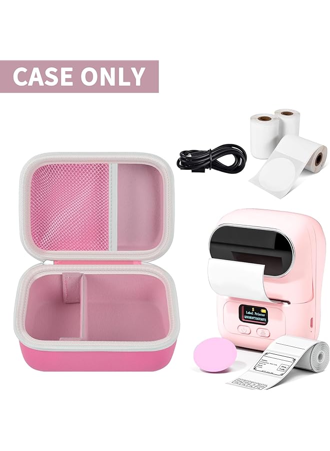 erorex Case Compatible With Phomemo M110 Label Maker Portable Mini Bluetooth Thermal Label Maker Carrying Storage Bag For Printer Labels Usb Cable And Accessories Pink Box Only - Image 3
