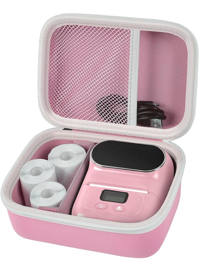 erorex Case Compatible With Phomemo M110 Label Maker Portable Mini Bluetooth Thermal Label Maker Carrying Storage Bag For Printer Labels Usb Cable And Accessories Pink Box Only - Image 1