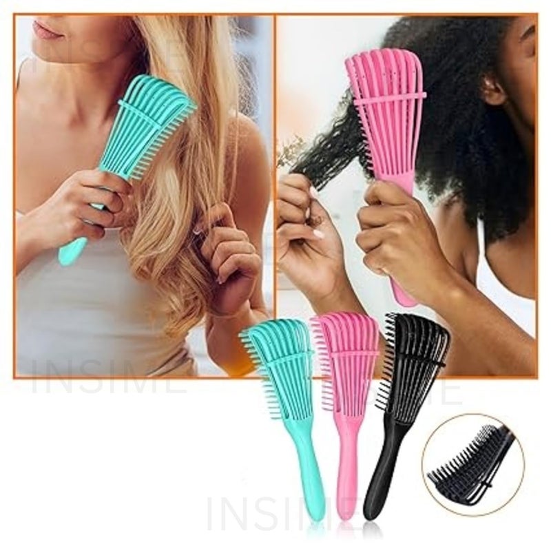 INSIME Detangler hair brush for curly hair comb for Women Men & Kids | Comb for curly wavy hair Pain Free hair detangling brush | Curl brush for hair styling Dry & Wet hair brush | (Sea Green) - Image 3