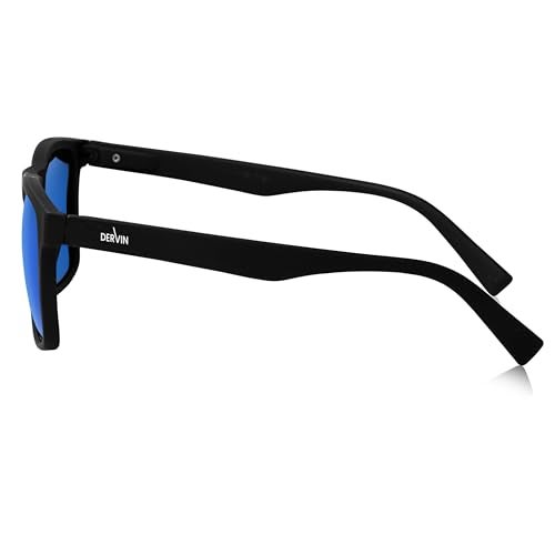 Dervin UV Protected Polarized Square Sunglasses for Men and Women (Black-Blue) - Image 3